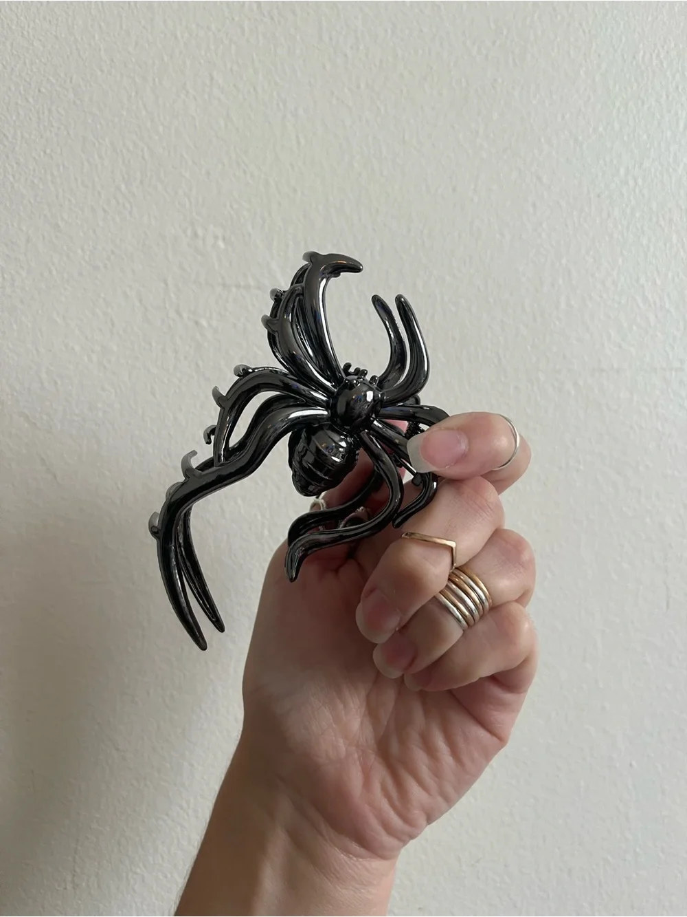 Decorative Spider Sculpture - Black Chrome Home Accent